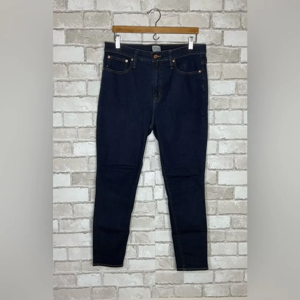 J. Crew 10” High Rise Toothpick Skinny Jeans Dark Ink Wash Size 31